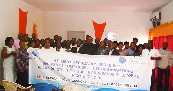 Atelier de formation des jeunes des partis politiques et des Organisations de la Société Civile sur le processus électoral en Côte d’Ivoire